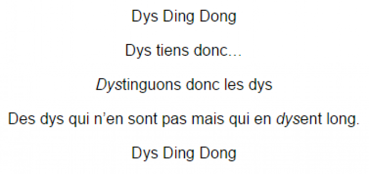 Lire la suite à propos de l’article Dys Ding Dong Song (poème)