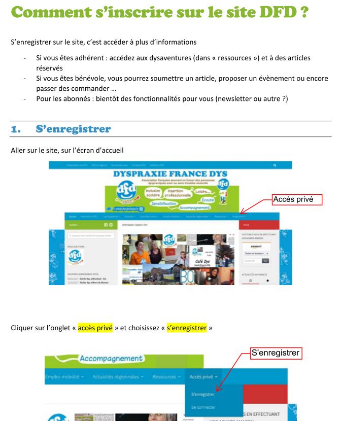 Lire la suite à propos de l’article Mode d’emploi pour vous inscrire sur le site