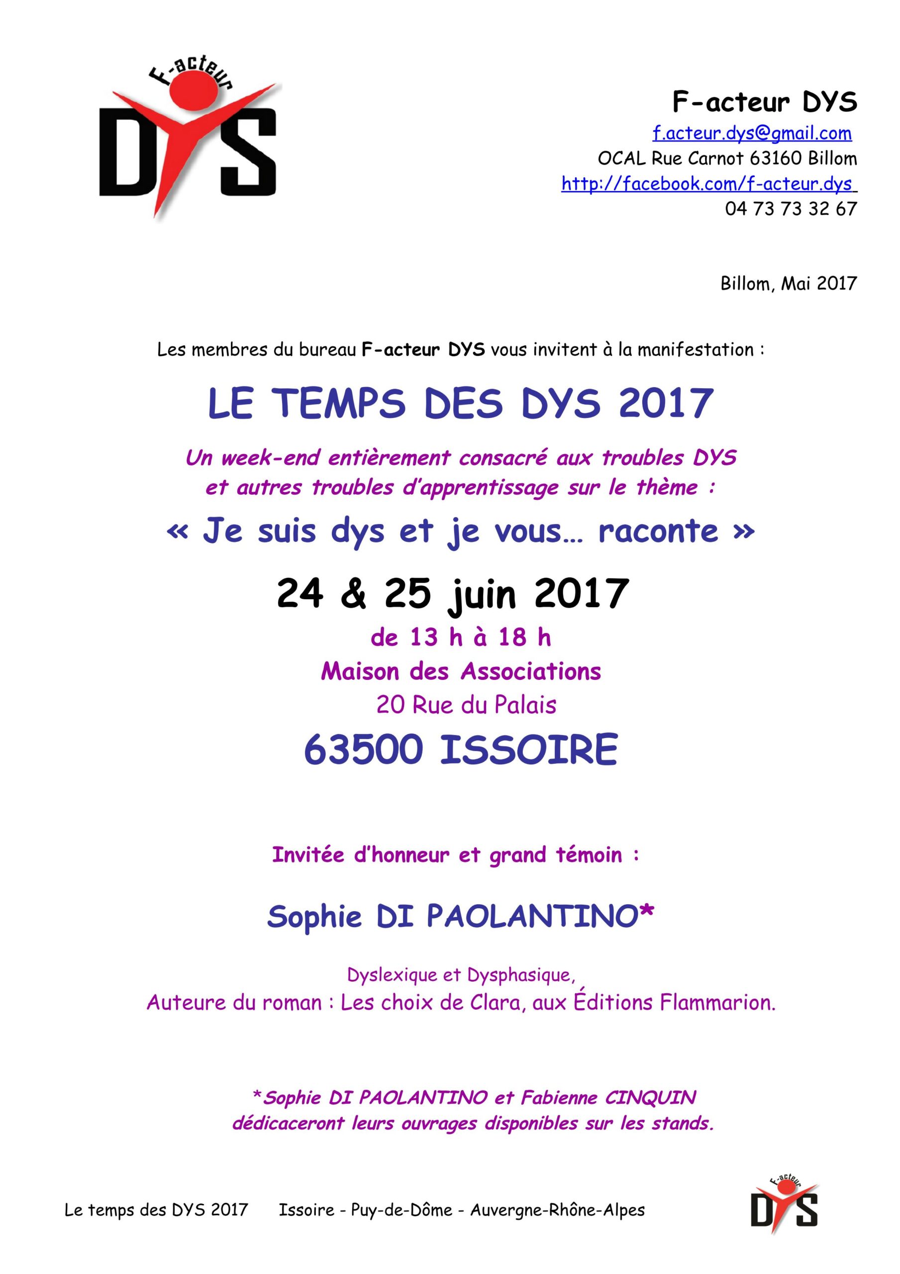 DFD63 : Temps des DYS 2017