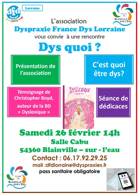 Rencontre "Dys quoi?" avec la présence de C.Boyd auteur de la BD "Dyslexique"