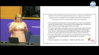 Image de l'intervenante et d'une page de sa présentation (extrait vidéo)