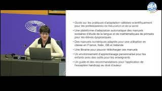Image de l'intervenante et d'une page de sa présentation (extrait vidéo)